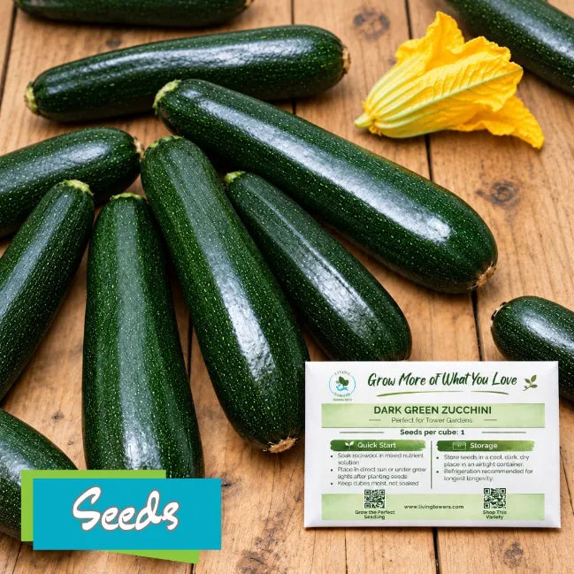 Dark Green Zucchini with Packet of Seeds