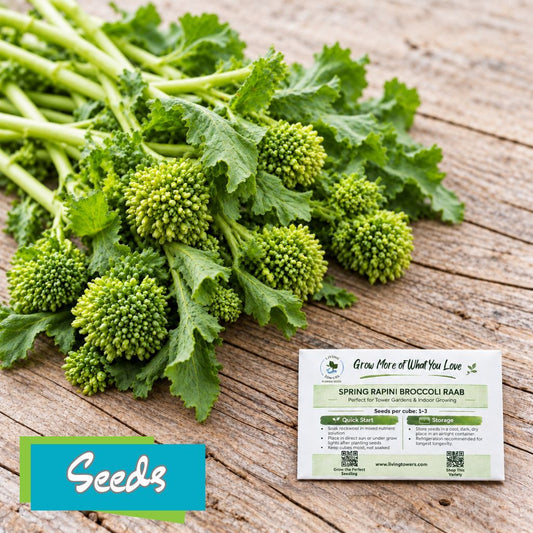 Broccoli Rabe with a packet of broccoli Rabe seeds